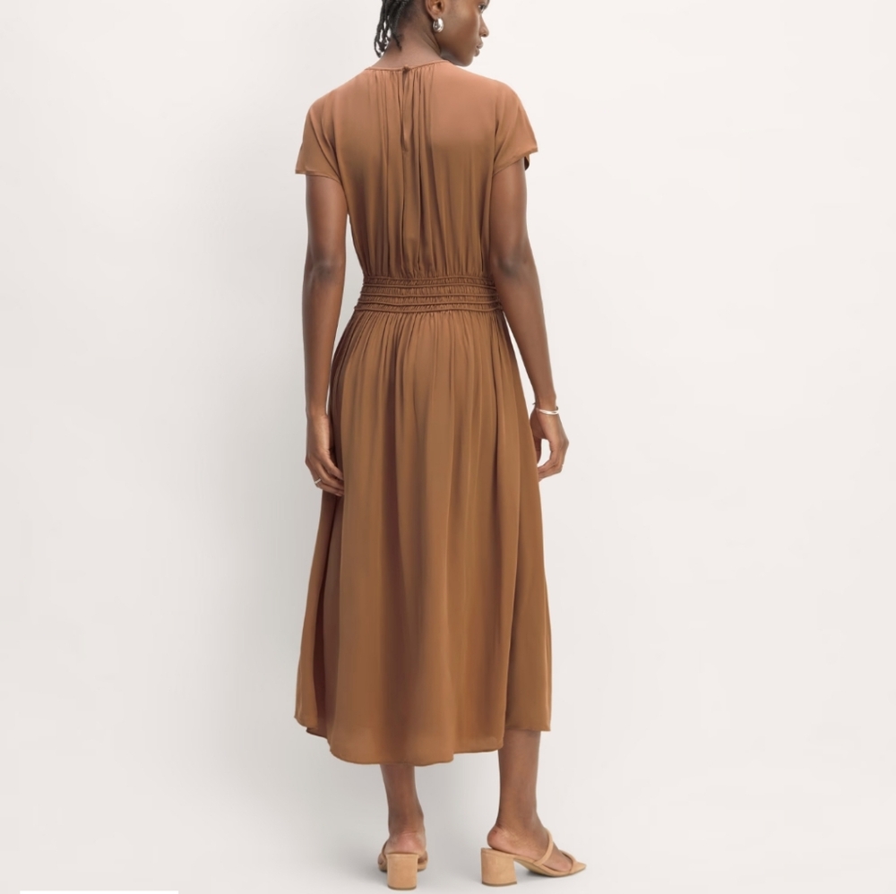 Everlane The Gathered Midi Dress in Carob Brown NWT - Picture 3 of 5